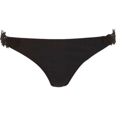 Black lace low rise bikini bottoms